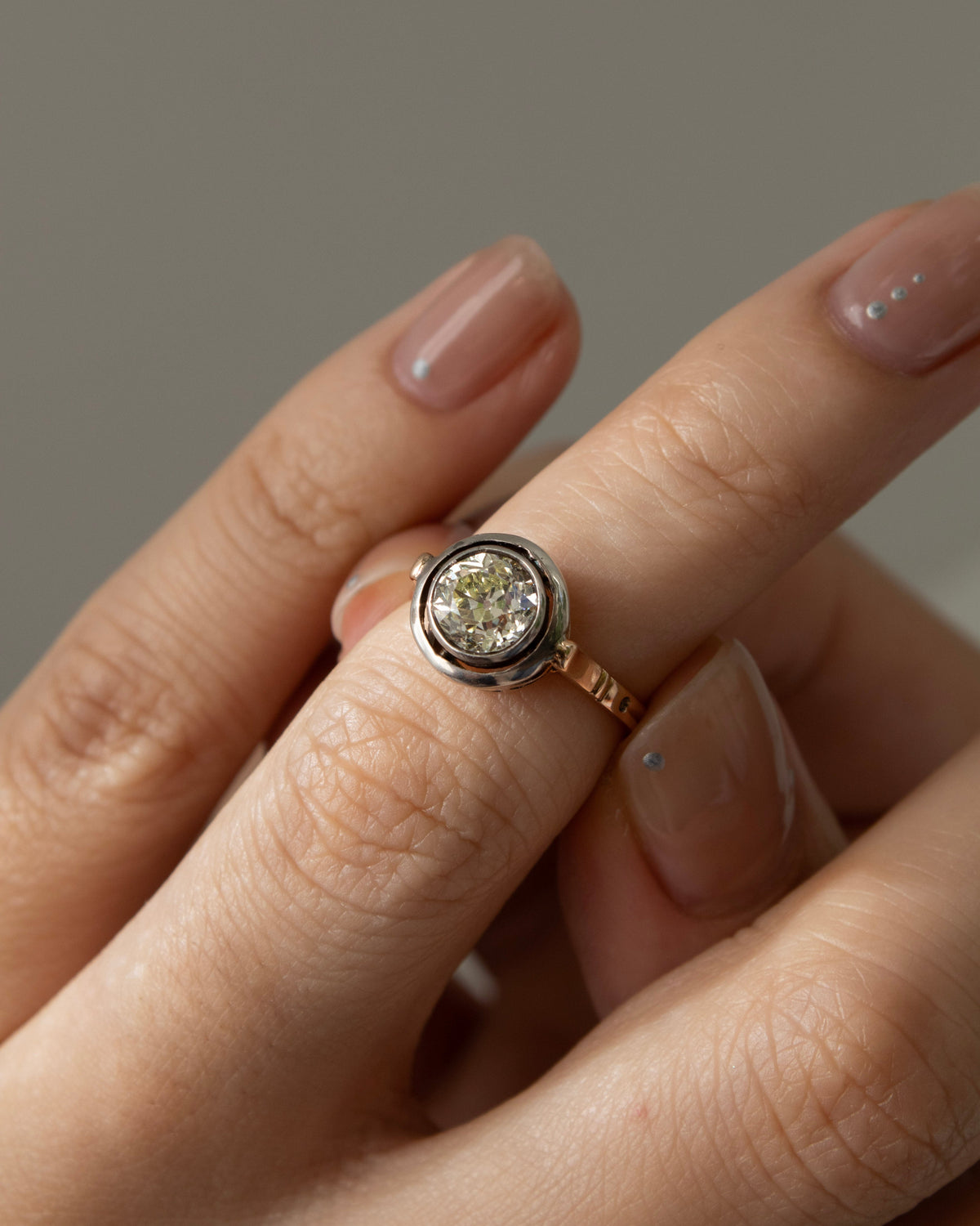 antique diamond ring with silver bezel