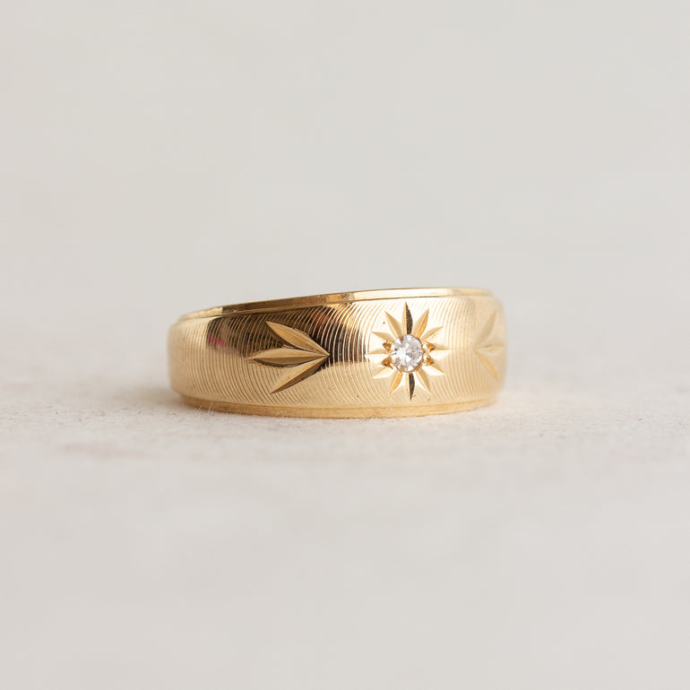 Star-Engraved Diamond Band