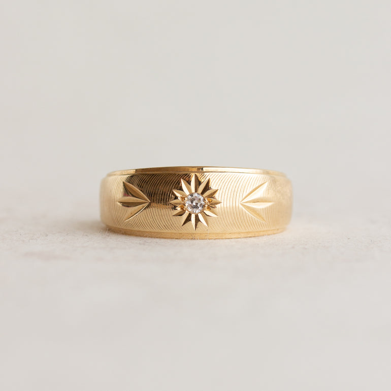 Star-Engraved Diamond Band