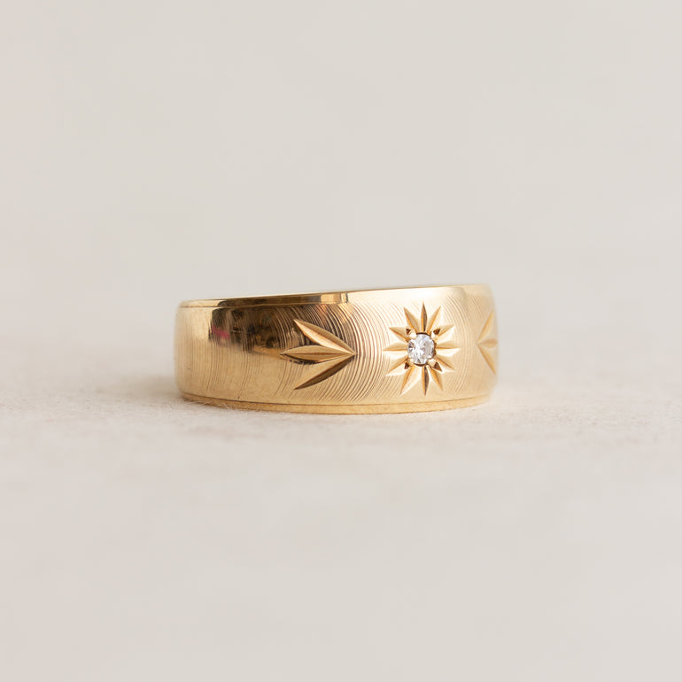 Star-Engraved Diamond Band