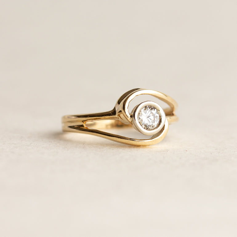 Bezel-set Diamond Bypass Ring