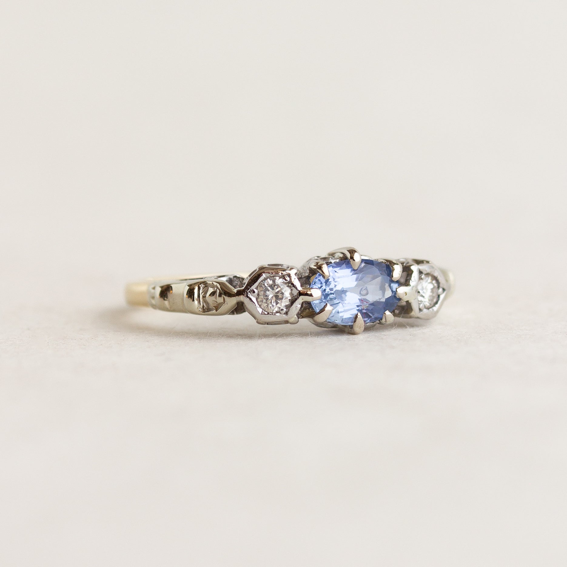 Vintage Two-tone Sapphire Ring