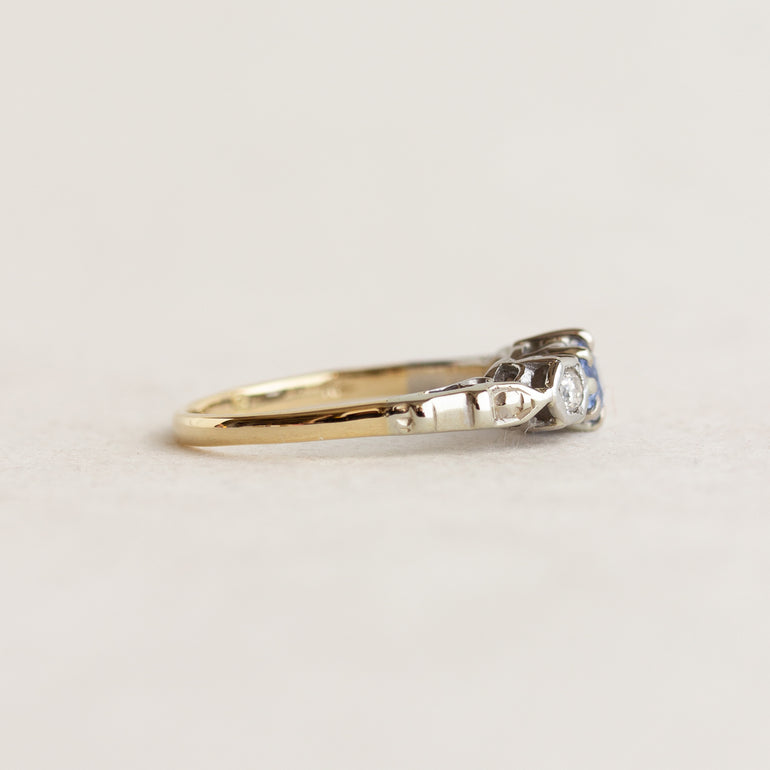 Vintage Two-tone Sapphire Ring