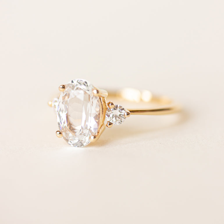 Oval White Sapphire Engagement Ring