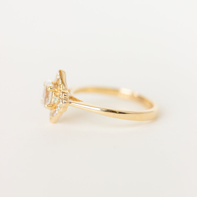 Vintage Inspired Engagement Ring with oval moissanite 