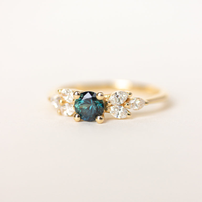 Teal Sapphire Engagement Ring