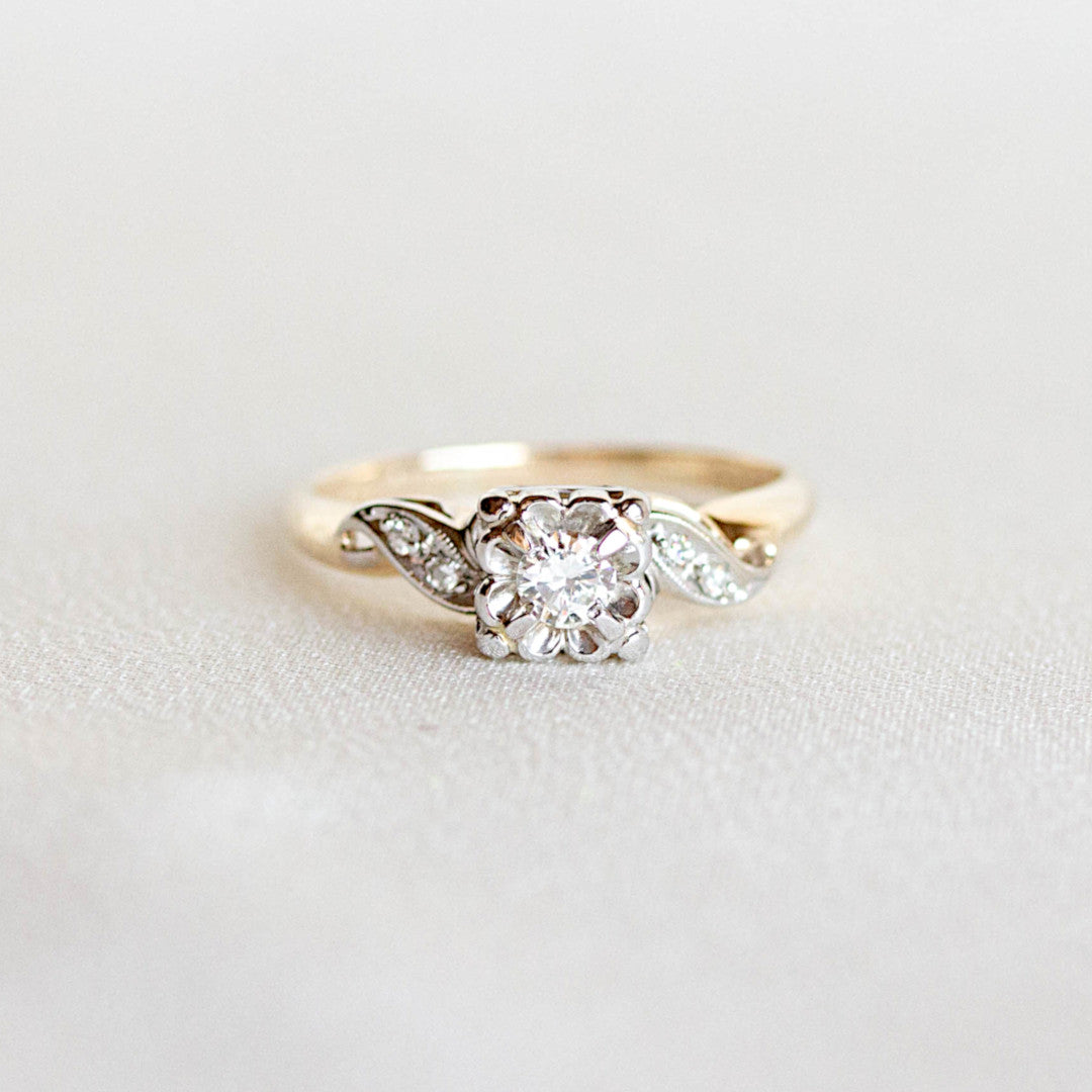 Gold Diamond Vintage Engagement Ring - The Morgan Ring - Evorden