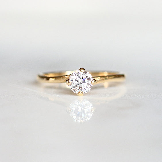18K Yellow Gold Solitaire Vintage Engagement Ring - The Fitzgerald Ring - Evorden