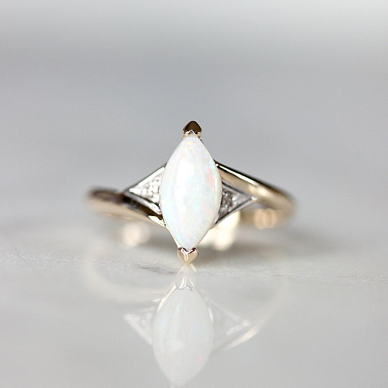 The Aniston Ring- Marquise Opal Vintage Engagement Ring- EVORDEN