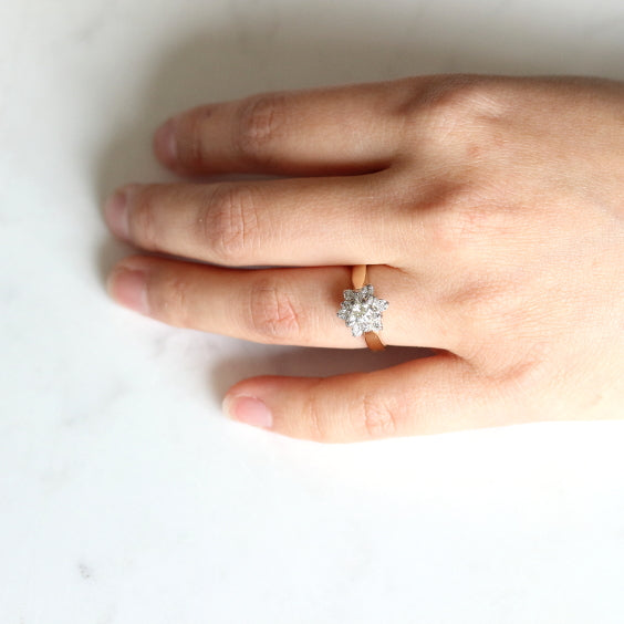 Cluster Vintage Diamond Engagement Ring - The Holiday Ring - Evorden