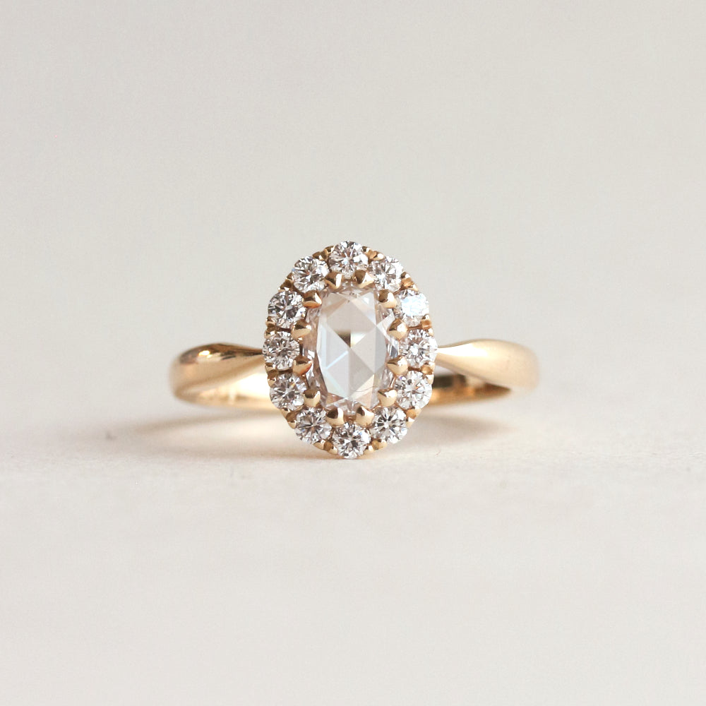 Rose-Cut Oval Halo Engagement Ring | Cordelia Ring | Evorden