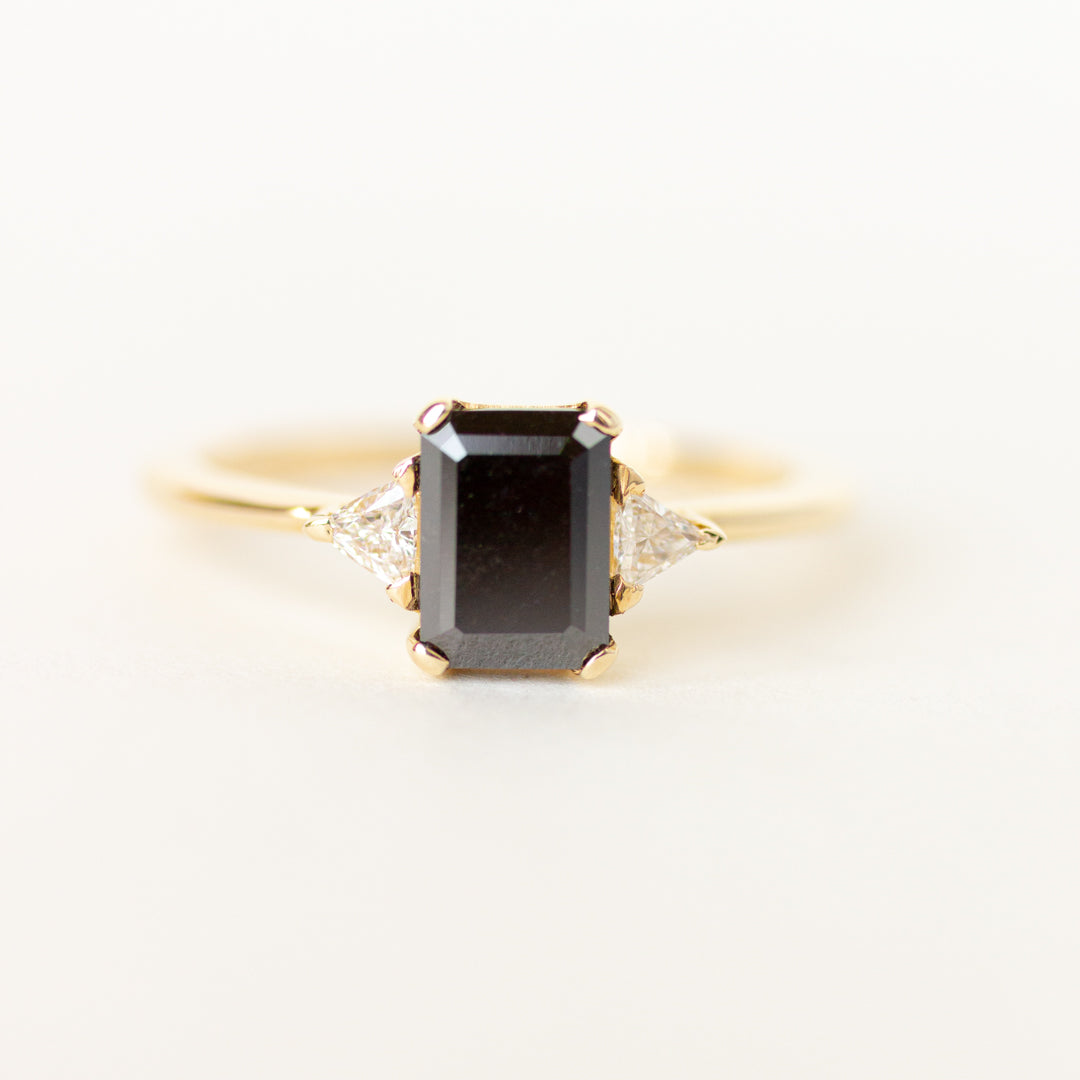 Emerald Cut Black Diamond Engagement Ring