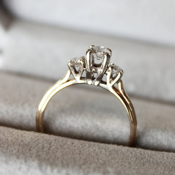 Vintage Gold Trilogy Engagement Ring - The Lawrence Ring - Evorden