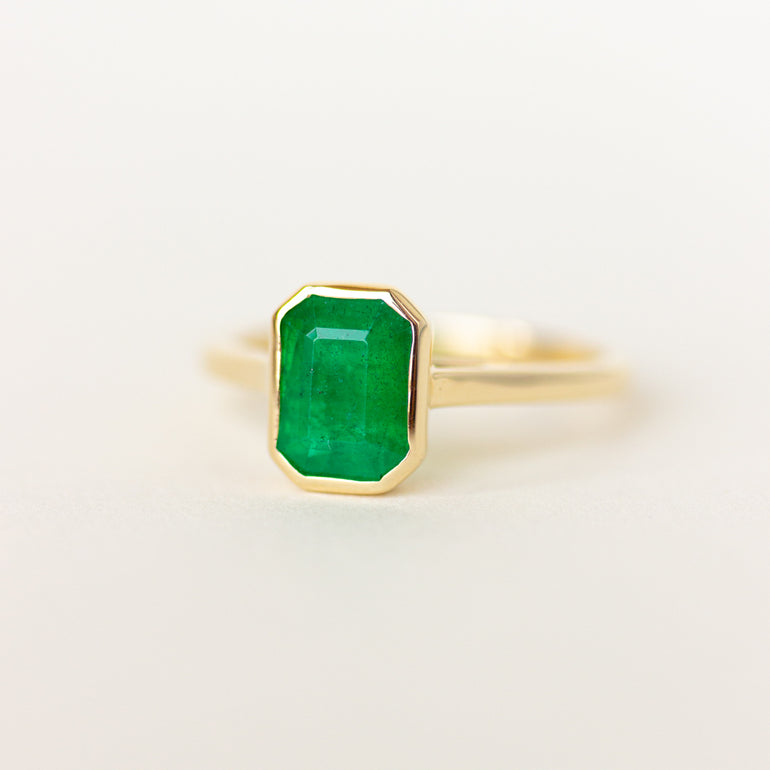 Bezel Set Emerald Engagement Ring