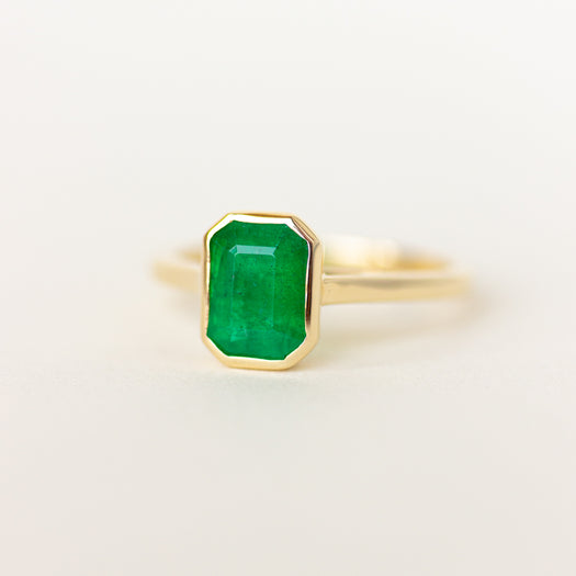 Bezel Set Emerald Engagement Ring | Yves Ring | Evorden