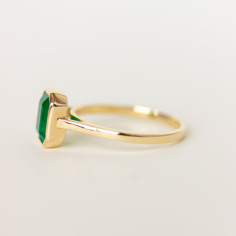 Bezel Set Emerald Engagement Ring