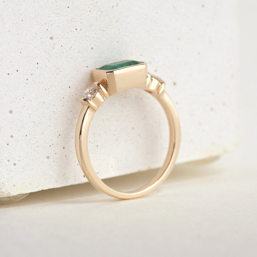 Natural emerald engagement on sale rings