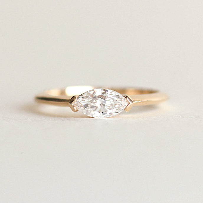 East West Solitaire Marquise Engagement Ring