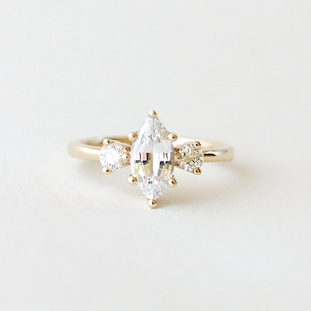 Marquise White Three Stone Engagement Ring