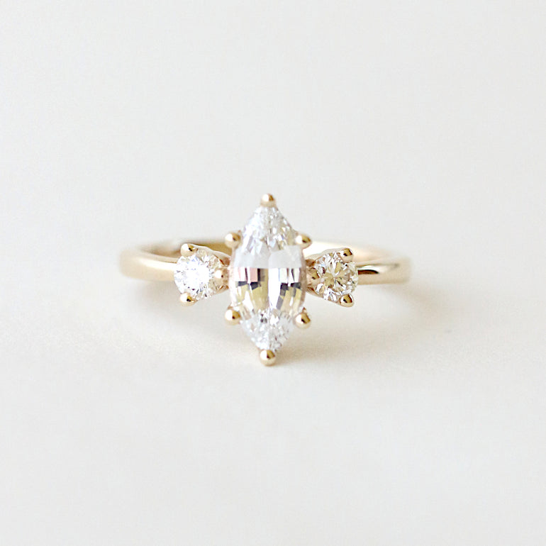 Marquise White Three Stone Engagement Ring