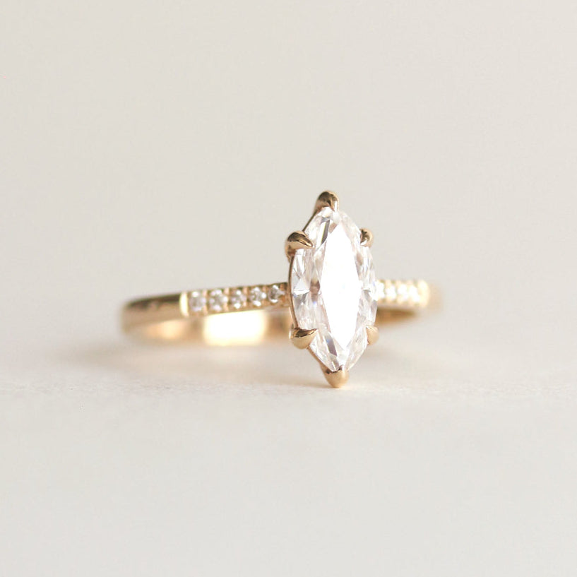 White Stone Marquise Pave Engagement Ring