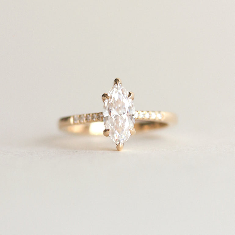 White Stone Marquise Pave Engagement Ring