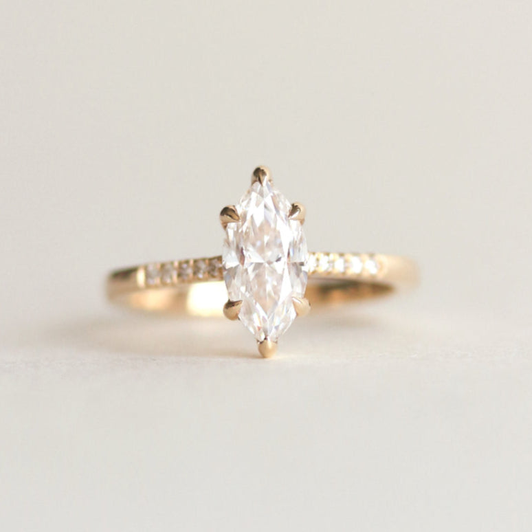 White Stone Marquise Pave Engagement Ring