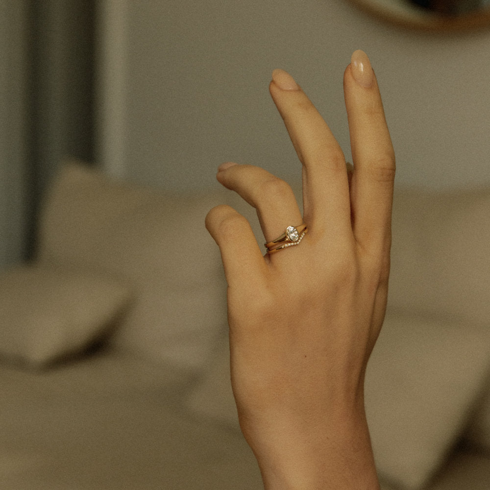 Oval Bezel Signet Diamond Ring | Greta Ring | Evorden