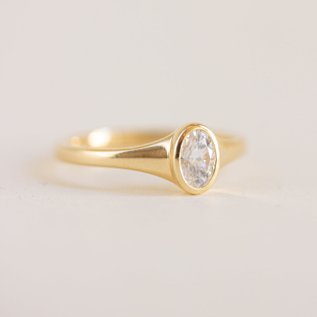 Oval Bezel Set Signet Ring