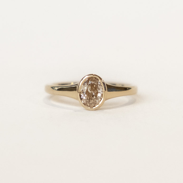 Oval Bezel Signet Engagement Ring