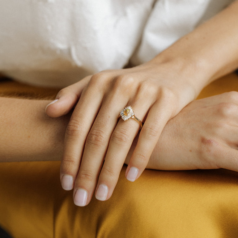 Art Deco Oval Opal Engagement Ring