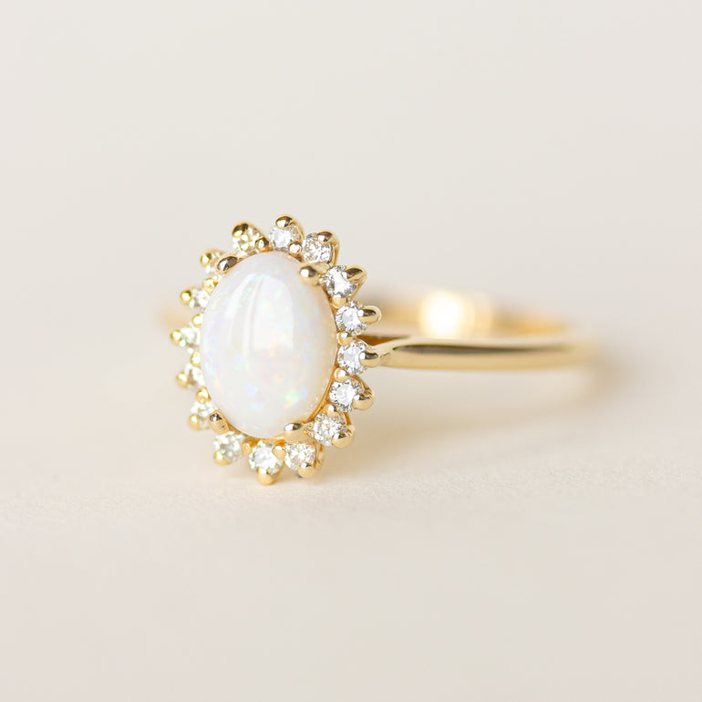 Opal Halo diamond Engagement Ring