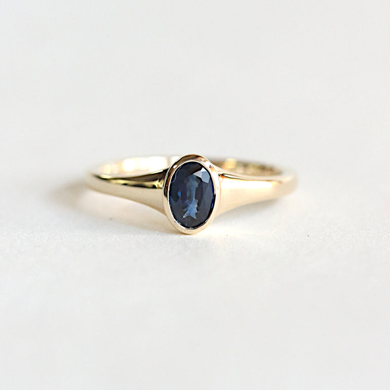 Oval Sapphire Signet Engagement Ring