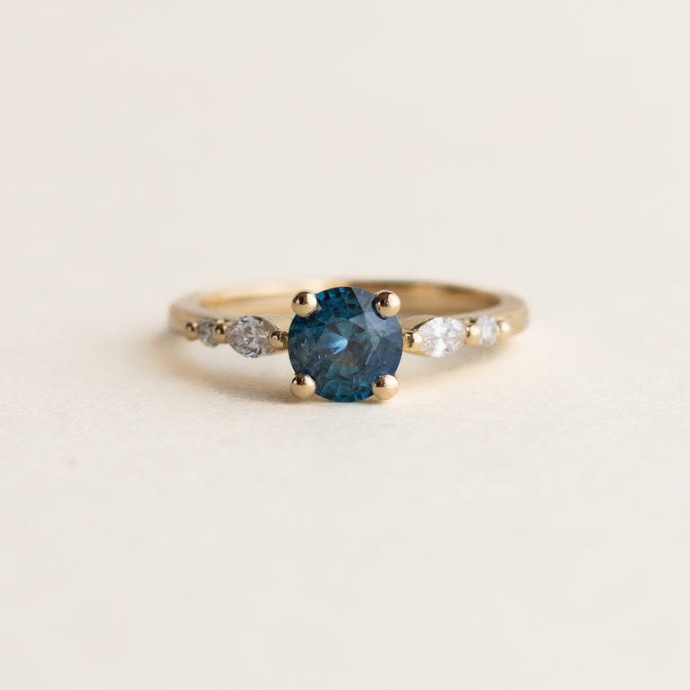 Round Sapphire Five Stone Engagement Ring