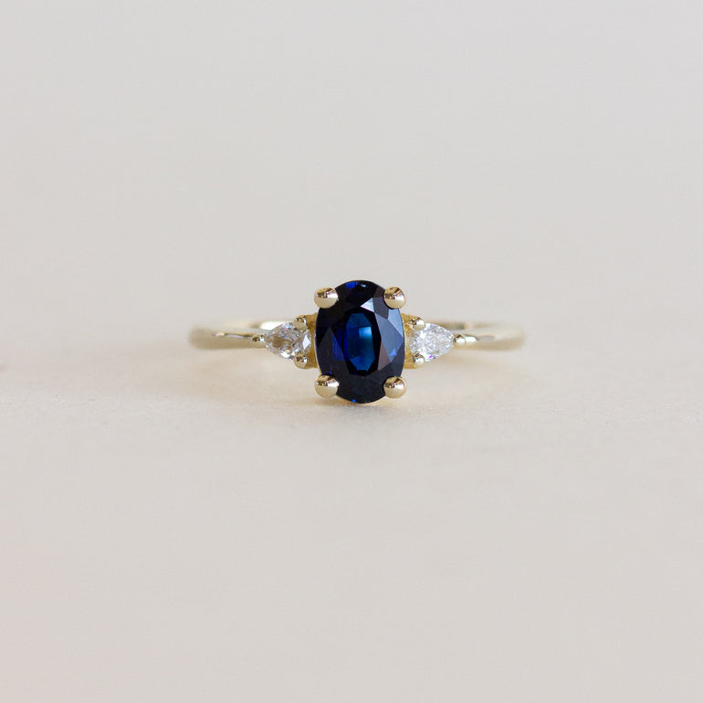 Oval Sapphire Pear Sides Engagement Ring