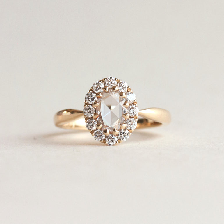 Oval Diamond Rose Cut Engagement Ring