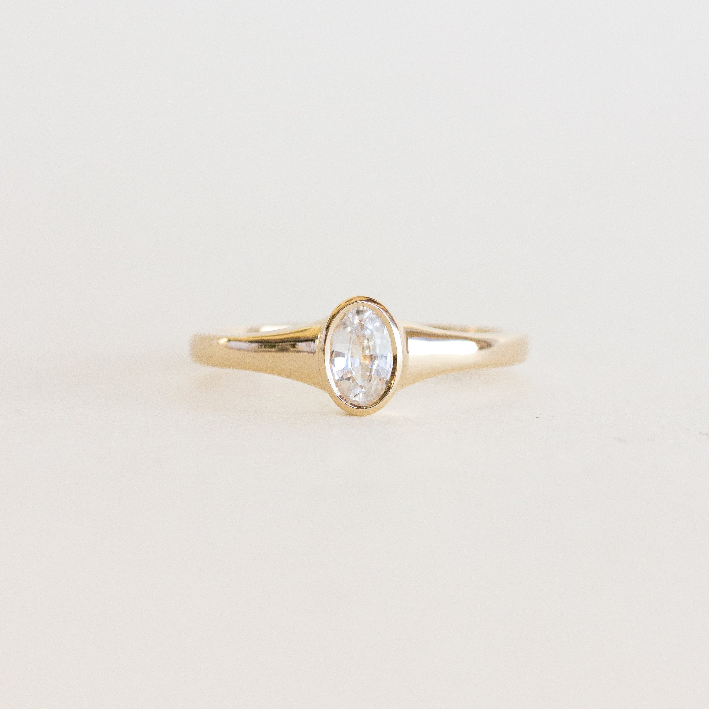 Oval Bezel Signet Engagement Ring