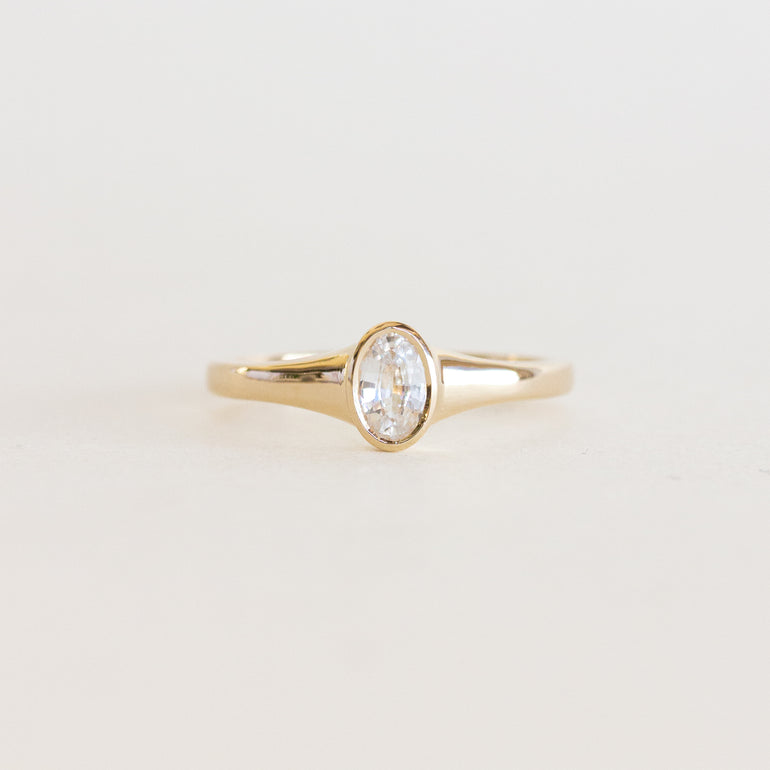 Oval Bezel Signet Engagement Ring