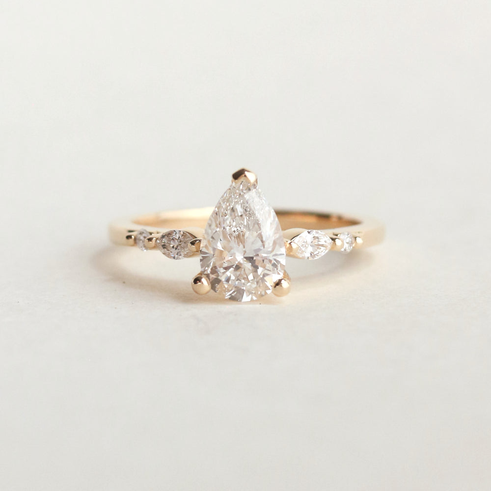 Pear Diamond Five Stone Engagement Ring