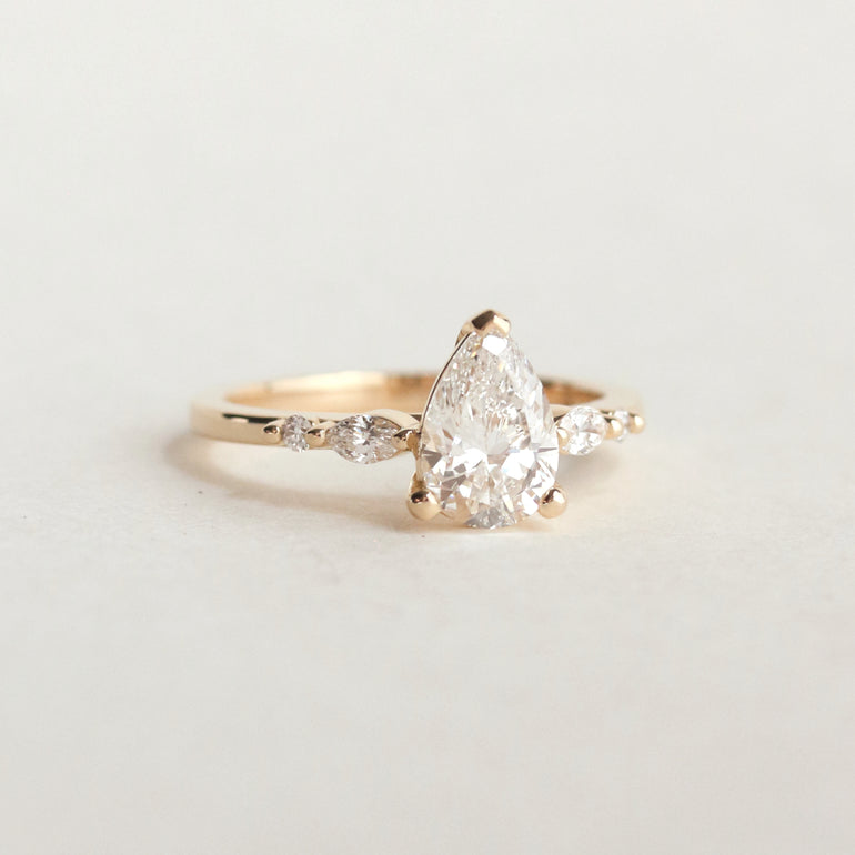 Pear Diamond Five Stone Engagement Ring