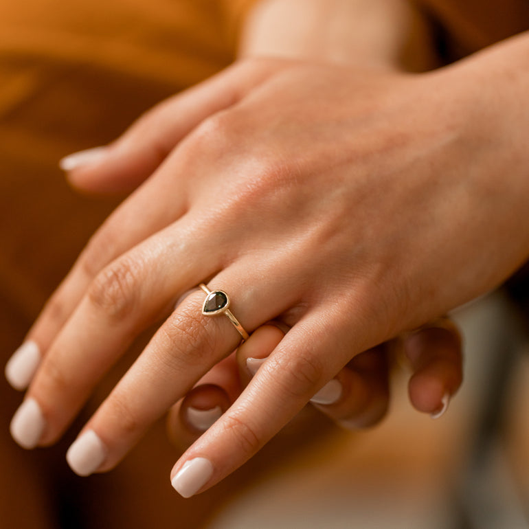 Pear Sapphire Bezel Engagement Ring