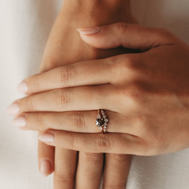 Round Salt And Pepper Diamond Engagement Ring