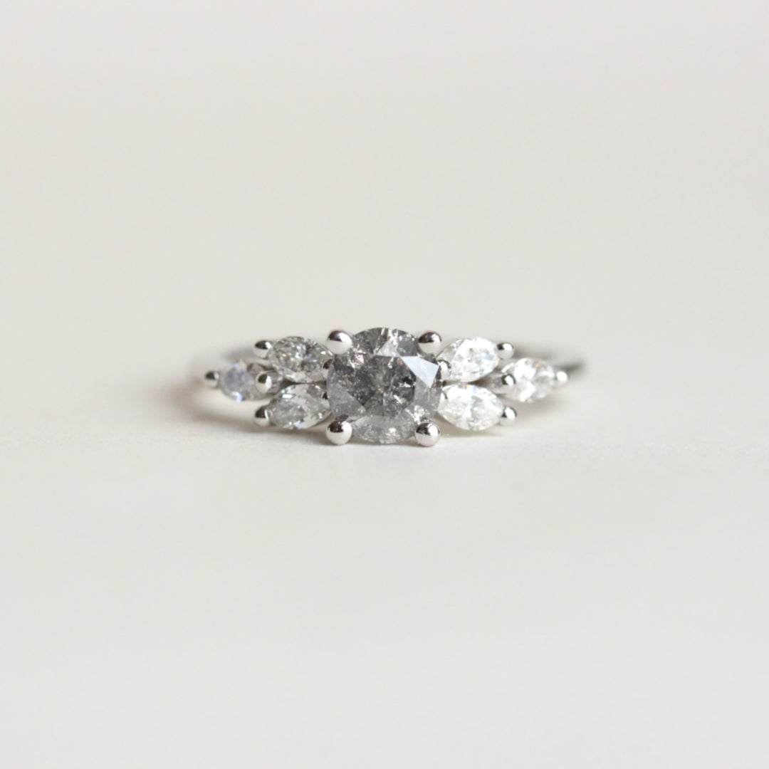 Round Diamond Engagement Ring Marquise Side Stones