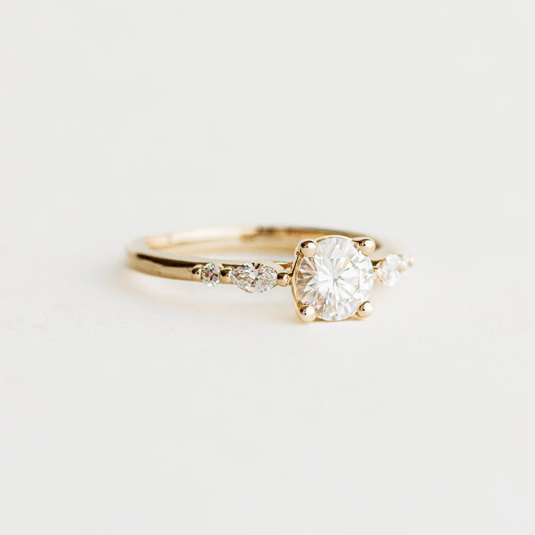 Round White Five Stone Engagement Ring