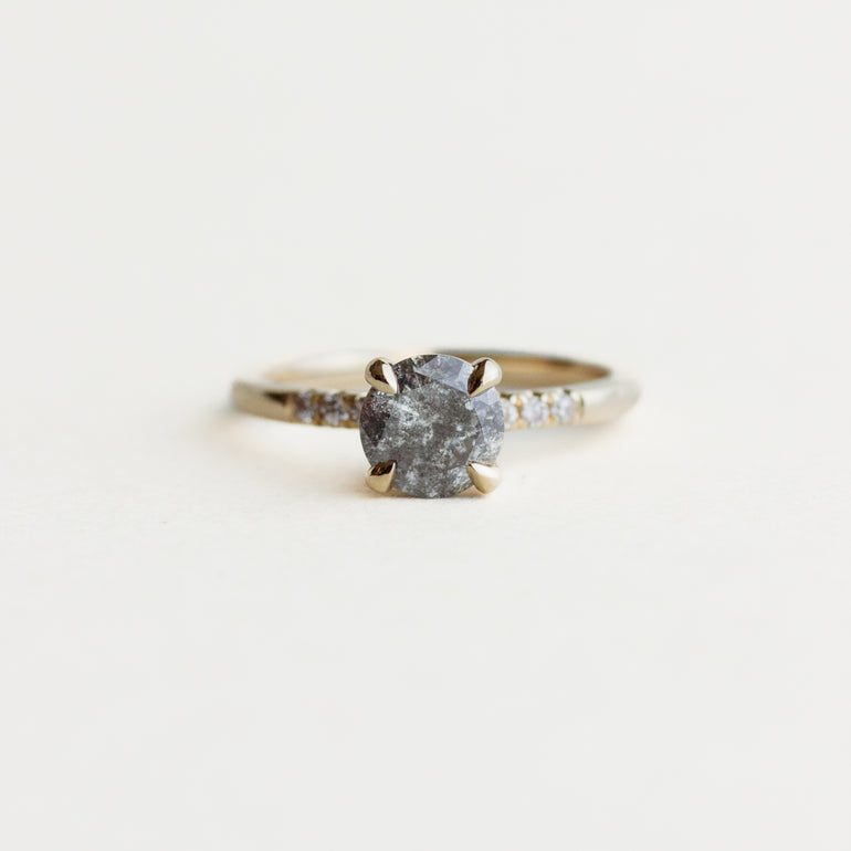 Round Salt And Pepper Engagement Ring