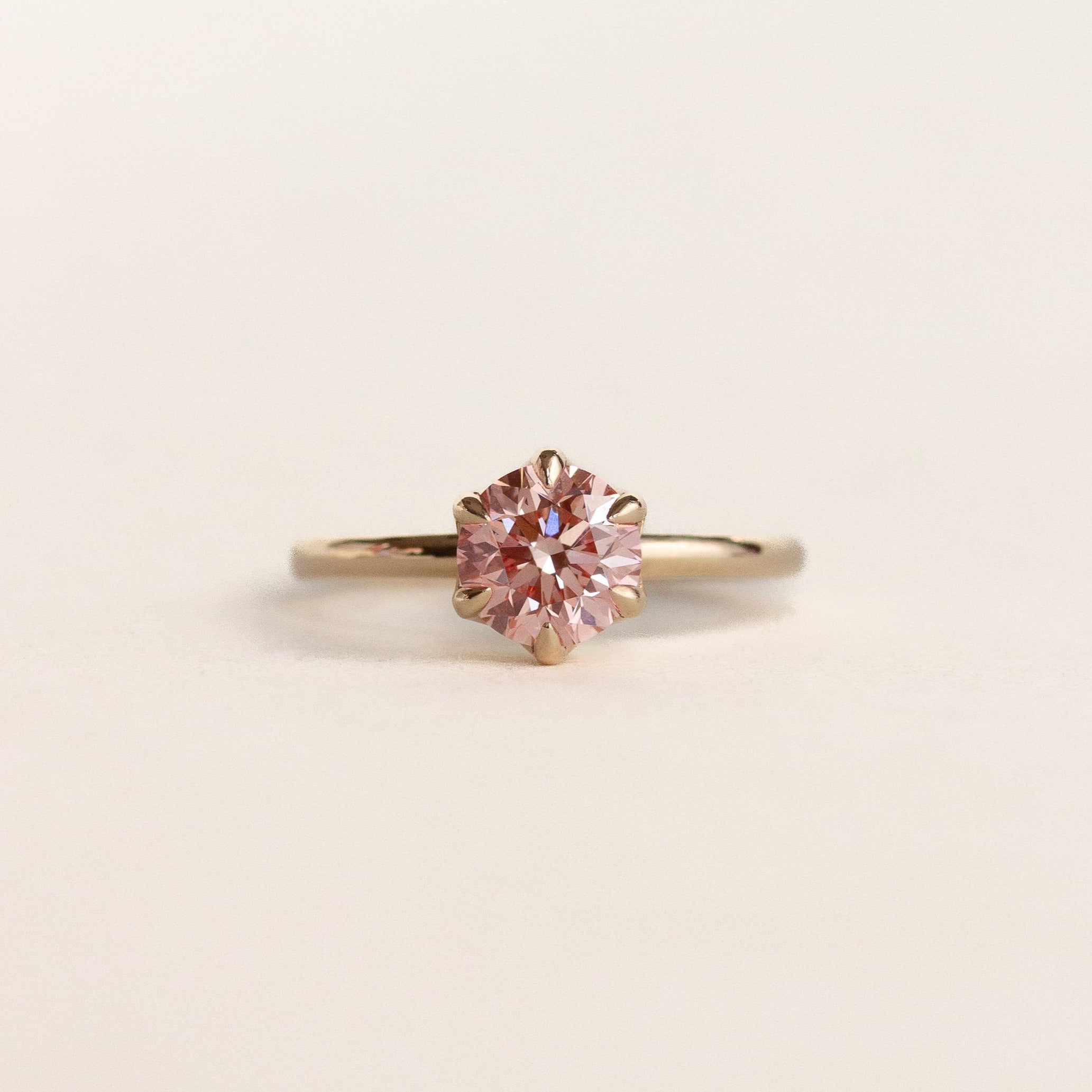 Round Pink Diamond Solitaire Engagement Ring