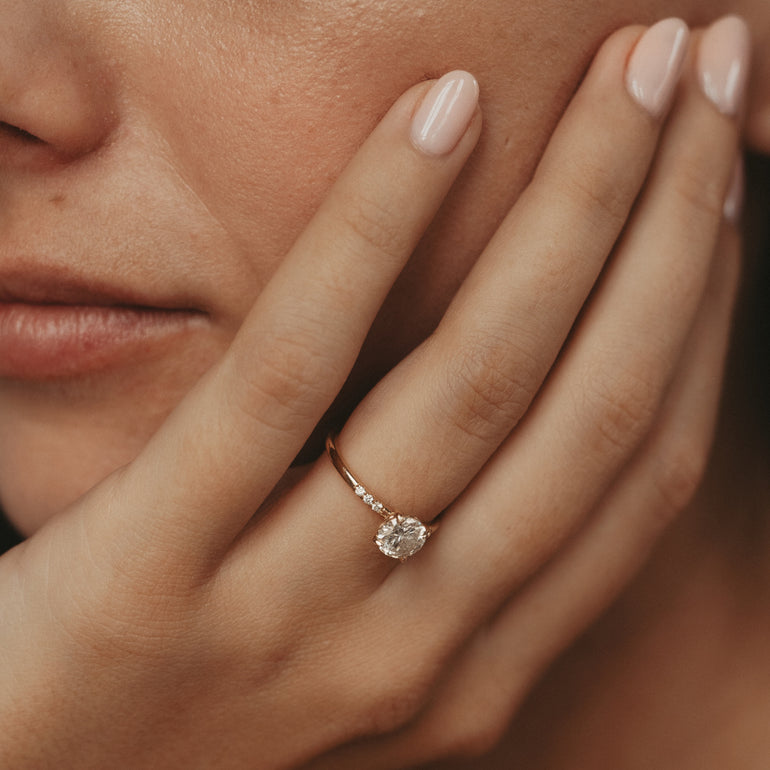 Round White Stone Engagement Ring