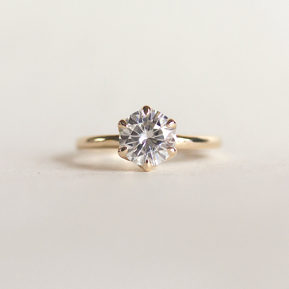 Round White Solitaire Engagement Ring