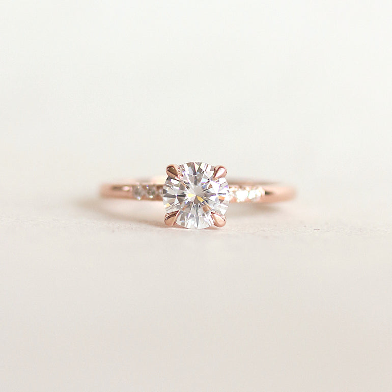 Round White Stone Engagement RIng