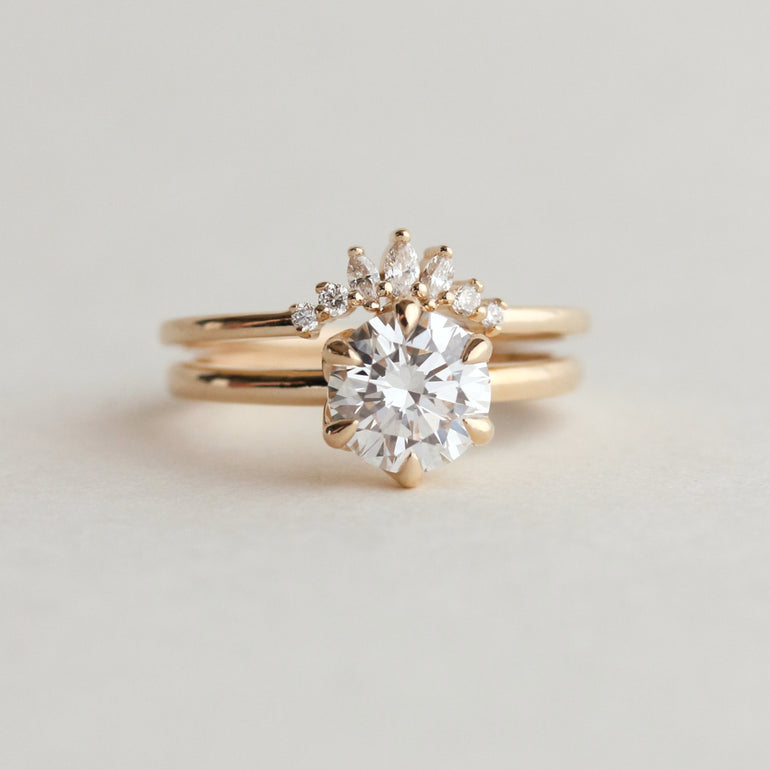 Round White Stone Solitaire Engagement Ring